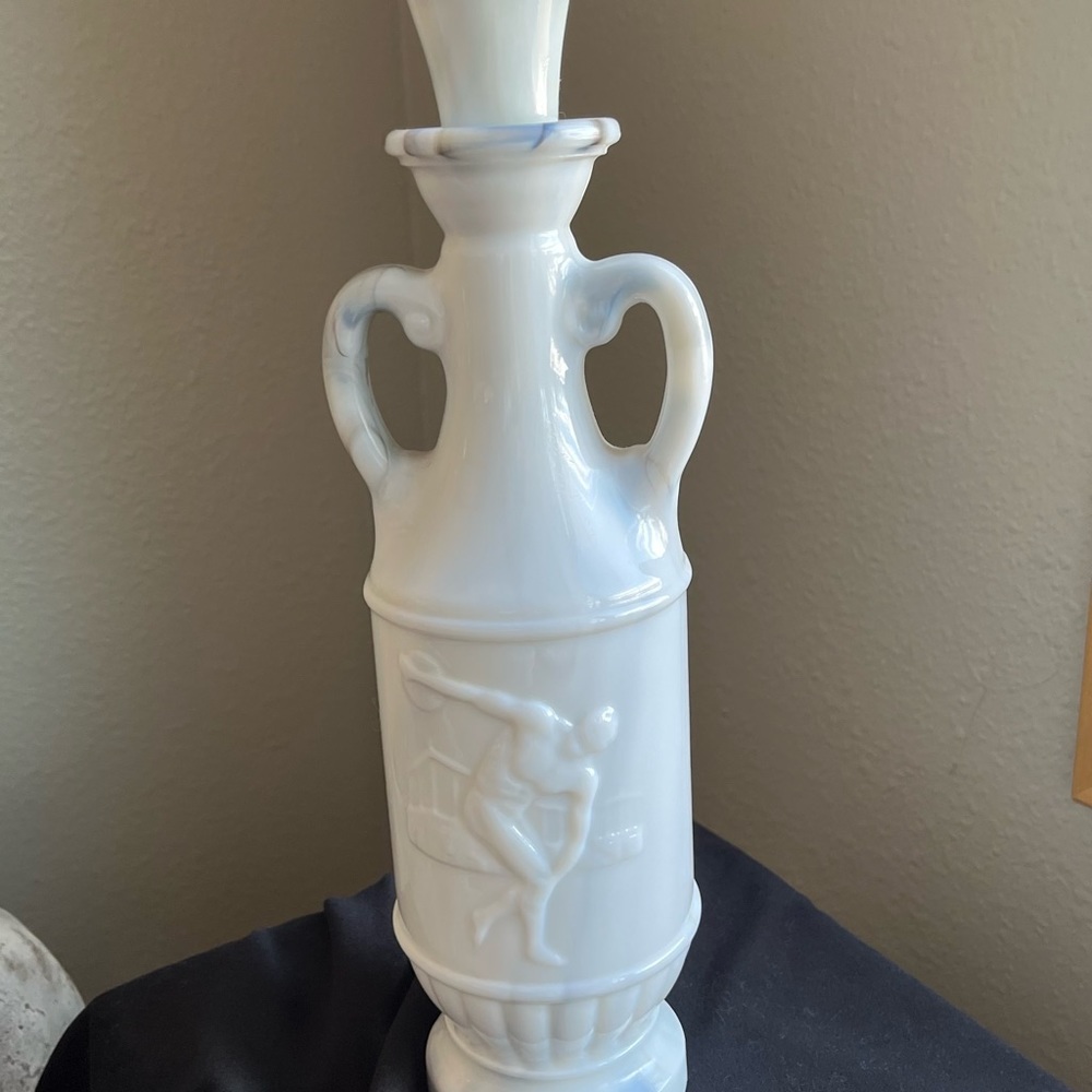 Vintage Jim Beam whiskey decanter made of slag marble with Greek design